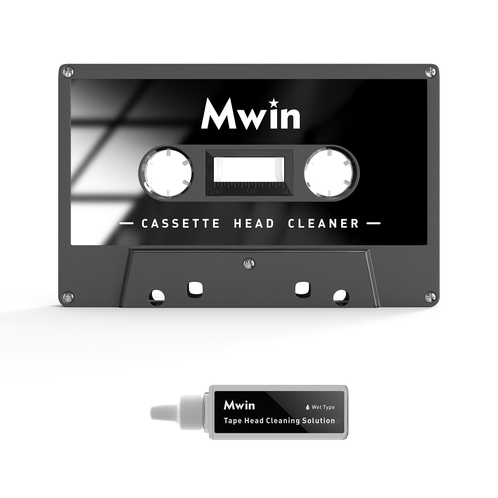 Mwin Audio Cassette Head Cleaner Tape, Wet Maintenance Kit for Cassette Tape Player/Boombox/Deck/Recorder