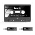 Mwin Audio Cassette Head Cleaner Tape with/ 2 Cleaning Fluids Care Wet Maintenance Kit, Cleaner for Cassette Tape Player/Boombox/Deck/Recorder