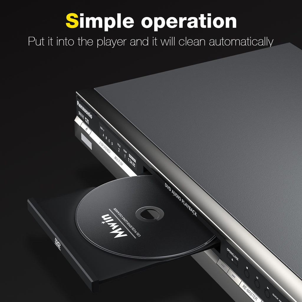 Mwin CD Cleaner Disc for CD Player,Safe and Effective Laser Lens Cleaning Disc,CD/VCD/DVD Player Lens Cleaner Set for Car and Home