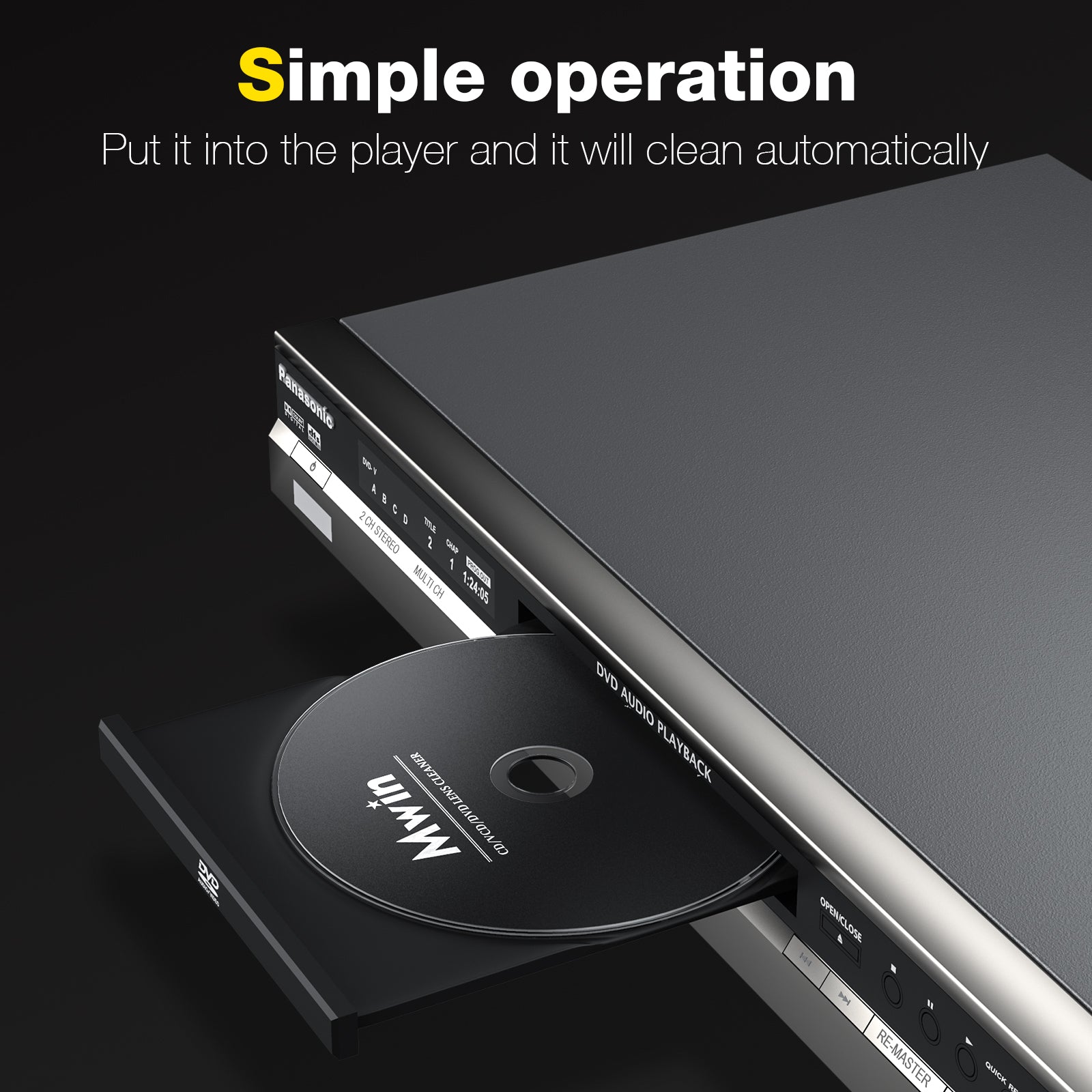 Mwin CD Cleaner Disc for CD Player,Safe and Effective Laser Lens Cleaning Disc,CD/VCD/DVD Player Lens Cleaner Set for Car and Home