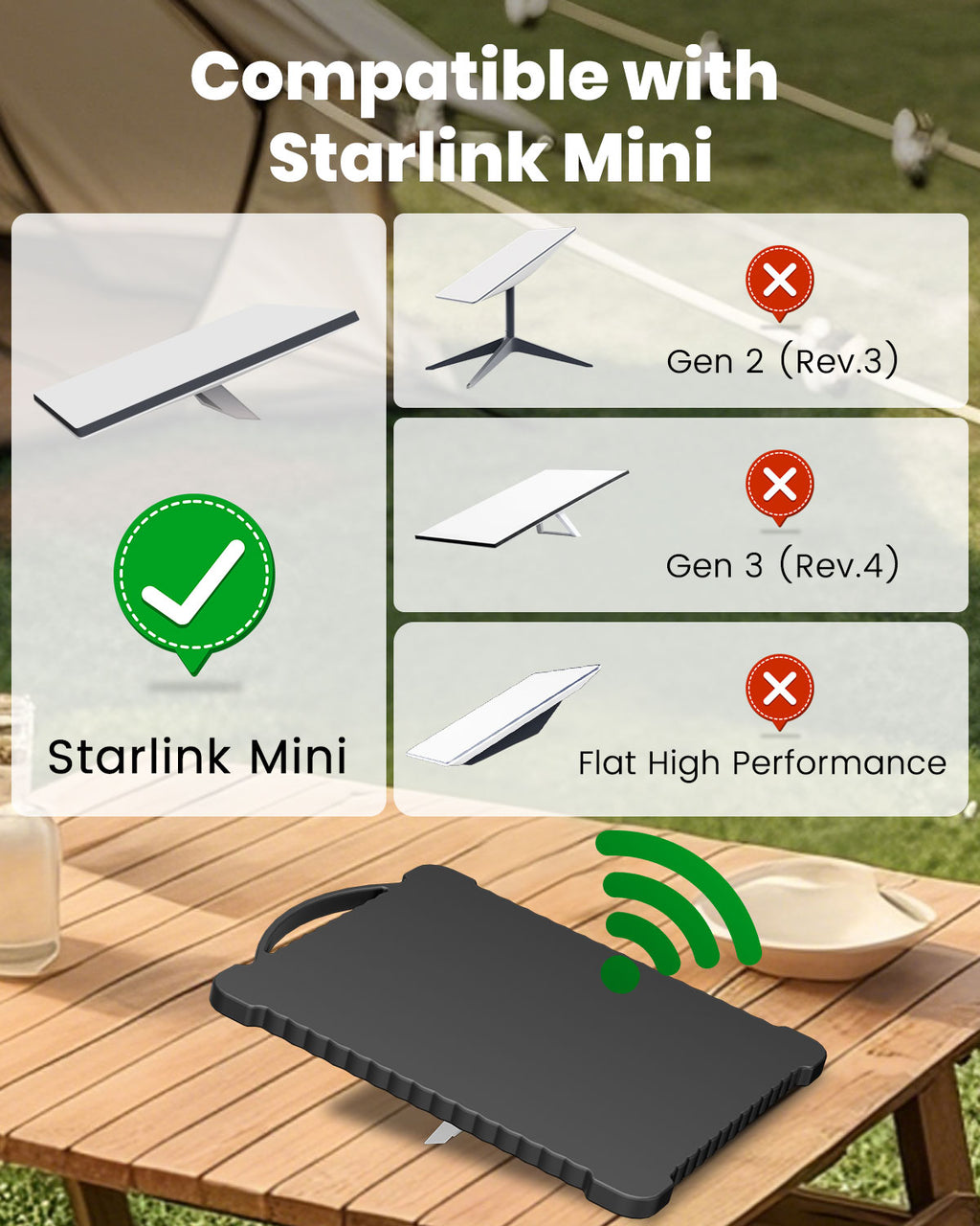 Mwin Starlink Mini Protective Cover, Waterproof Scratch-Resistant Silicone Case with Wavy Edge Design for Satellite Antenna, Portable Protector for RV (Black)