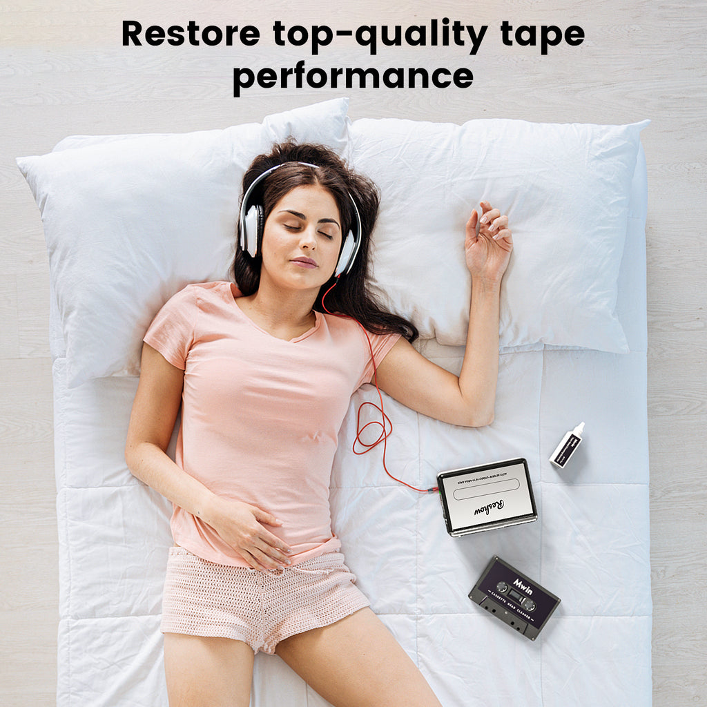 Mwin Audio Cassette Head Cleaner Tape, Wet Maintenance Kit for Cassette Tape Player/Boombox/Deck/Recorder