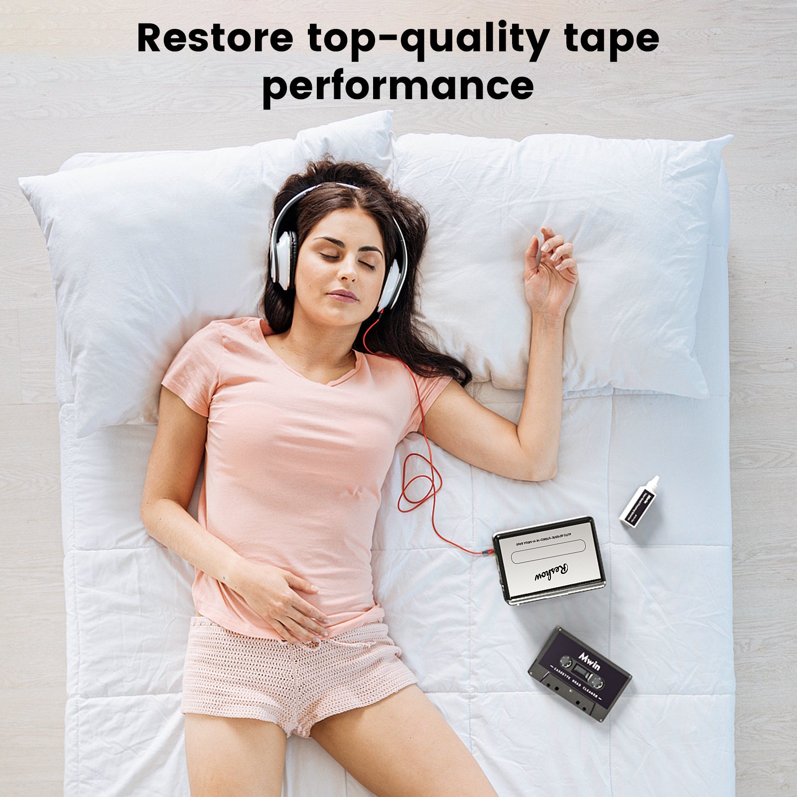 Mwin Audio Cassette Head Cleaner Tape, Wet Maintenance Kit for Cassette Tape Player/Boombox/Deck/Recorder