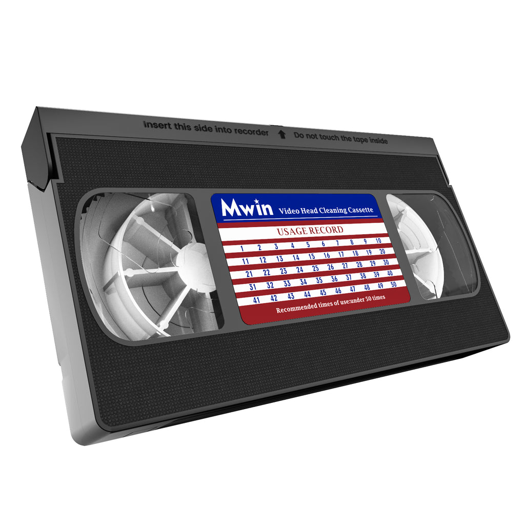 Mwin VHS Head Cleaner for VHS/VCR Players,Dry Technology- No Fluid Reusable Video Head Cleaner Tape